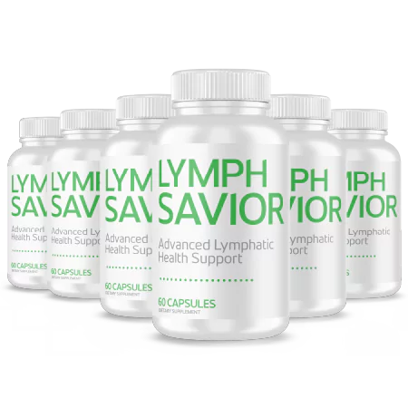 Lymph Savior supplement bottle showing natural lymphatic support formula